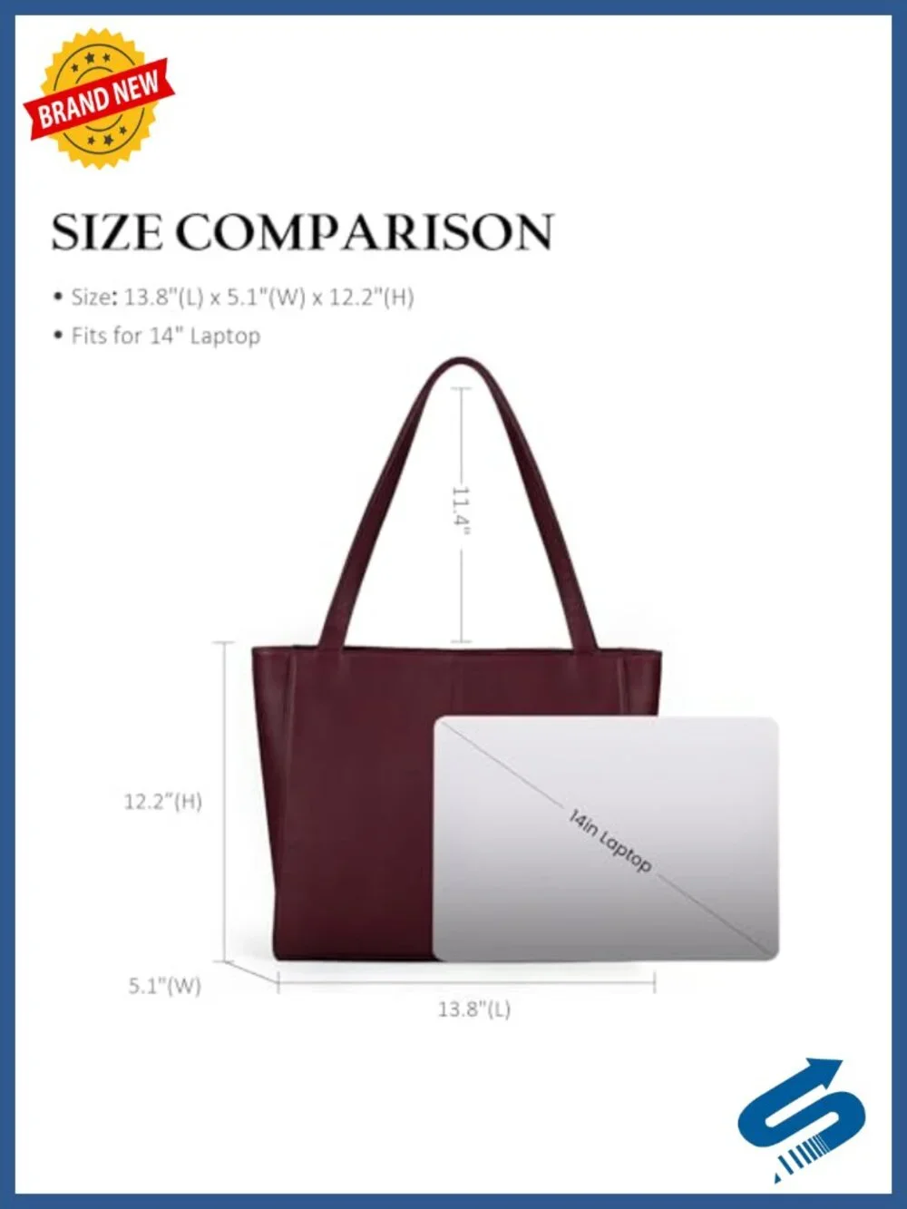 Genuine Leather Tote Bag for Women Work Travel Laptop Handbag